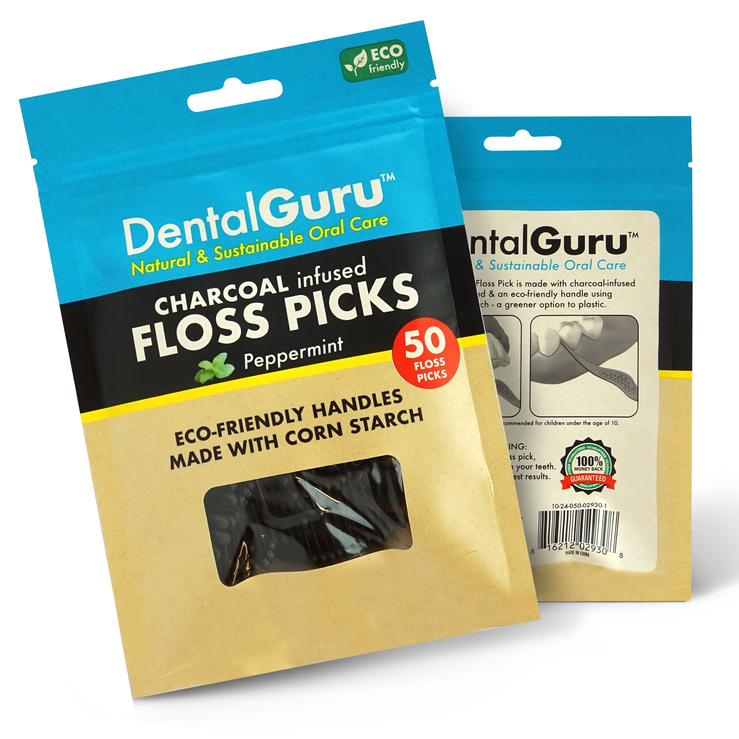 Charcoal Floss Picks (pack of 18)- Wholesale Only, Contact to Purchase