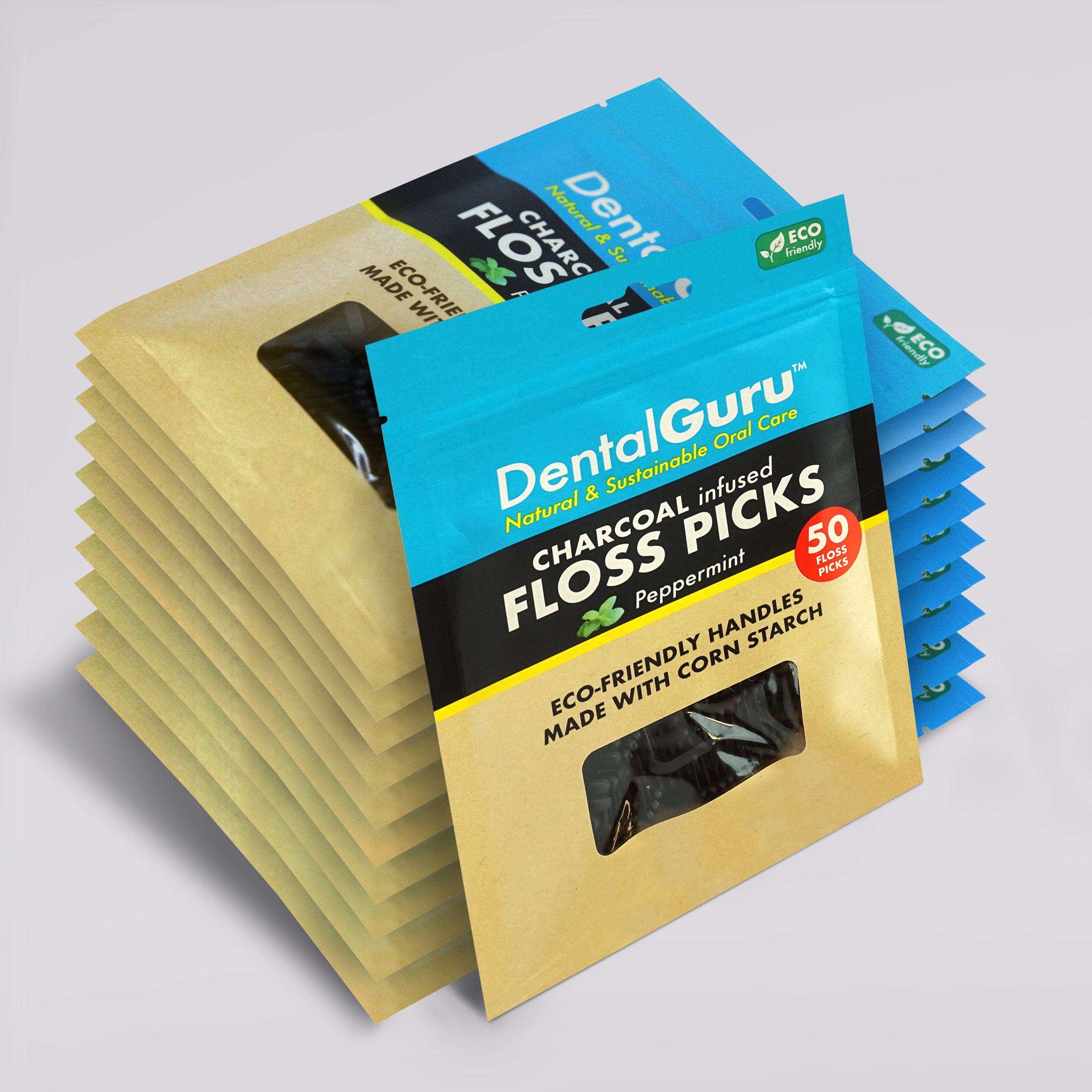 Charcoal Floss Picks (pack of 18)- Wholesale Only, Contact to Purchase